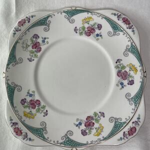 VTG Royal Grafton England Square Scalloped 9” Floral Bone China Side Plate